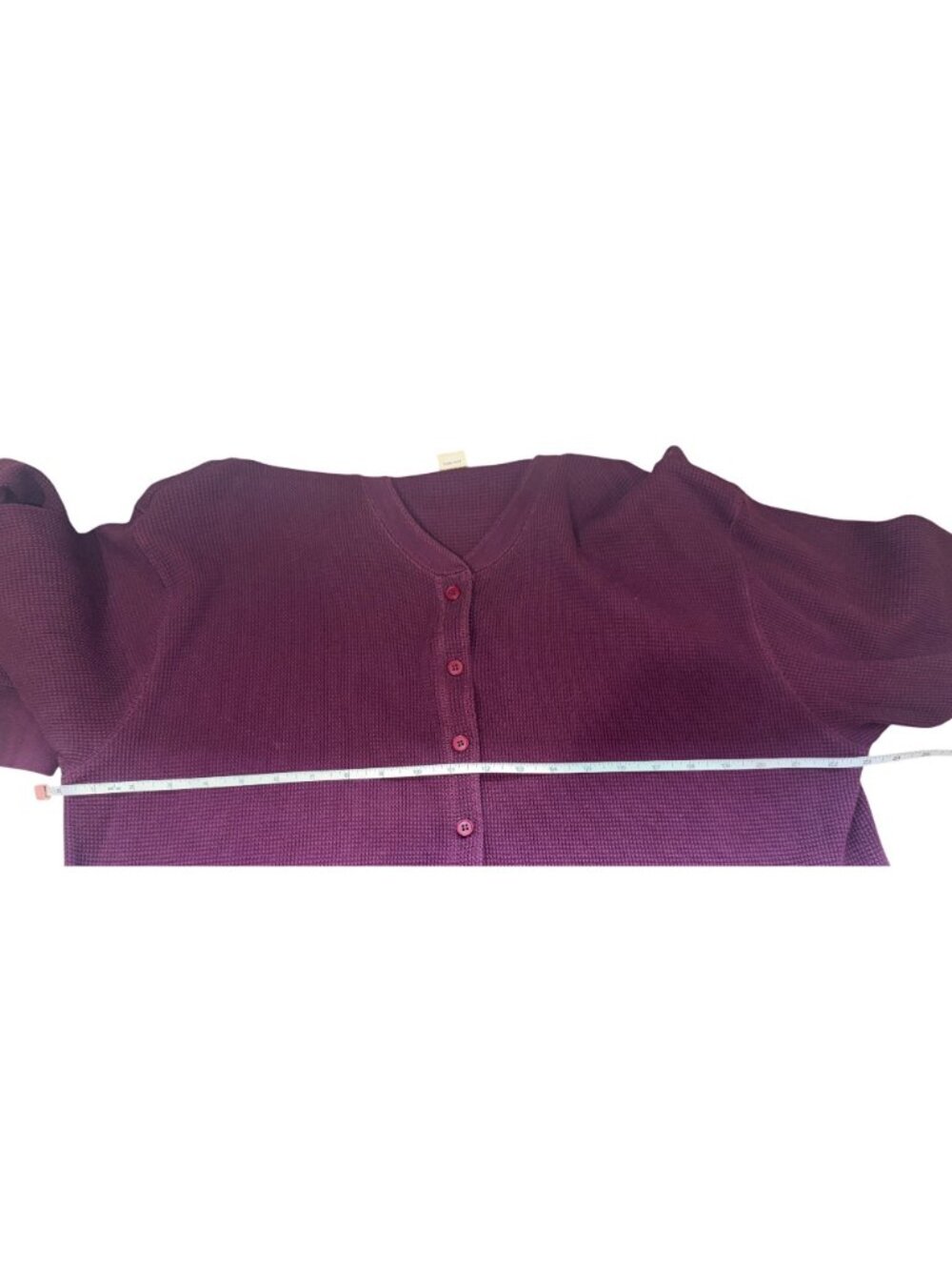 Vintage Eddie Bauer Plus Size XXL Womens Waffle Knit Burgundy Henley Maxi Dress - Picture 10 of 12
